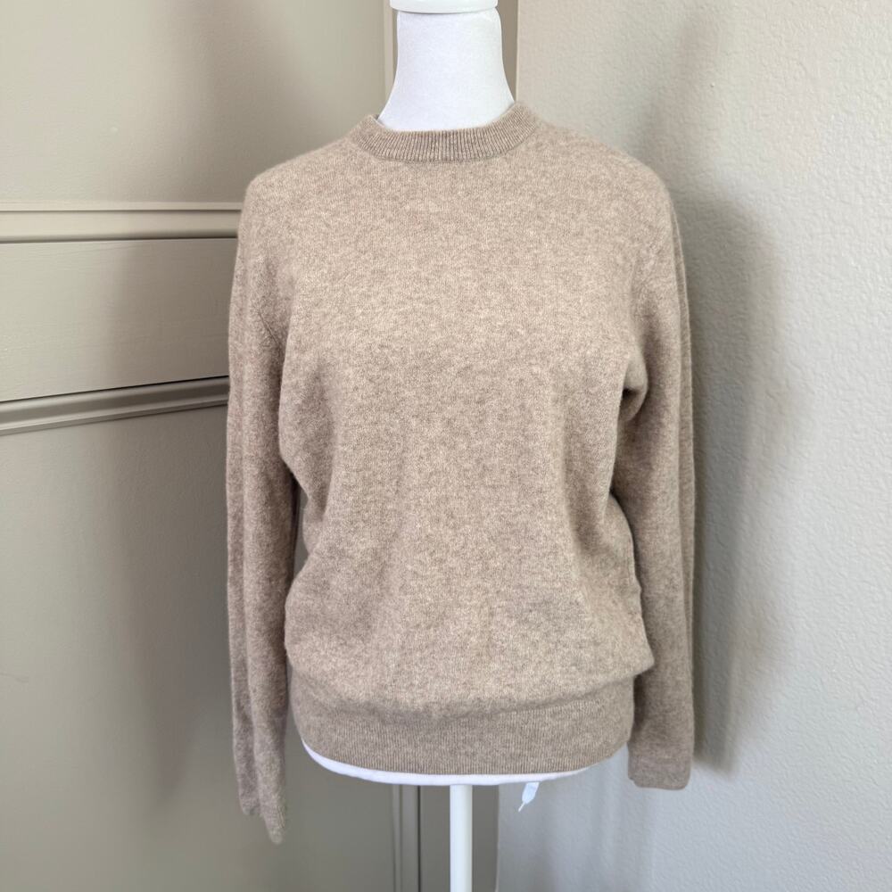 Vuori 100% Cashmere Crewneck Sweater Beige Tan Long Sleeve M